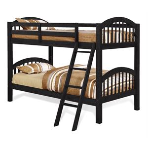 BEKids Traditional Solid Wood Twin/Twin Arched Bunk Bed in Charcoal
