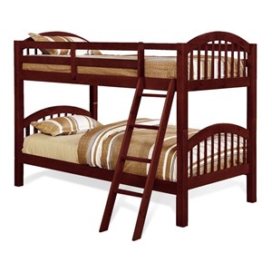 BEKids Traditional Solid Wood Twin/Twin Arched Bunk Bed in Cherry