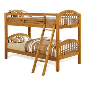 BEKids Traditional Solid Wood Twin/Twin Arched Bunk Bed in Oak