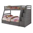 BEKids Solid Wood Twin/Full Staircase Bunk Bed with Storage in Gray