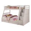 BEKids Solid Wood Twin/Full Staircase Bunk Bed with Storage in White