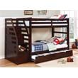 BEKids Wood Twin/Twin Staircase Bunk Bed with Trundle/Storage Steps in Brown