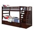 BEKids Wood Twin/Twin Staircase Bunk Bed with Trundle/Storage Steps in Brown