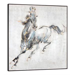 gild design house small prancing stallion hand painted canvas in multi-color