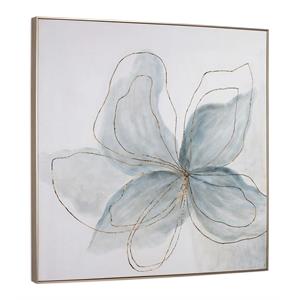 gild design house small fabric flor azul hand painted canvas in white/silver