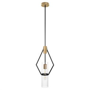 gild design house everly single light metal and glass pendant black and brass