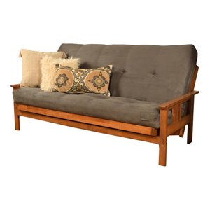 kodiak furniture monterey full futon with suede fabric mattress in barbados/gray