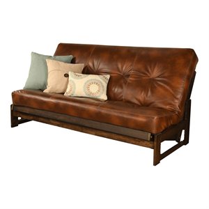 kodiak furniture aspen futon with faux leather mattress in saddle brown