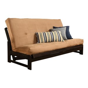 kodiak furniture aspen futon with suede peat fabric mattress in mocha/tan