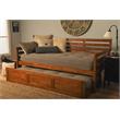 Kodiak Furniture Boho Twin Traditional Solid Wood Daybed with Trundle in Brown