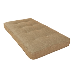kodiak furniture boho twin-size tufted fabric bunk bed mattress in linen stone