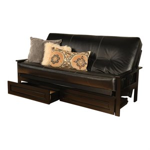 kodiak furniture monterey black storage futon with black faux leather mattress