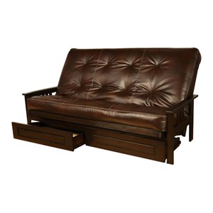 kodiak furniture queen-size faux leather futon mattress in java brown