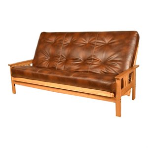 kodiak furniture queen-size faux leather futon mattress in saddle brown