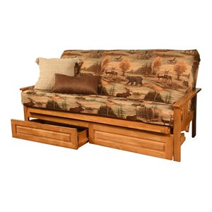 kodiak furniture monterey futon with canadian print mattress in butternut/brown