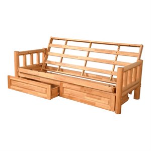 kodiak furniture lodge solid wood futon with storage drawers in natural