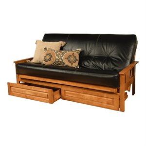 kodiak furniture monterey butternut storage futon with black mattress