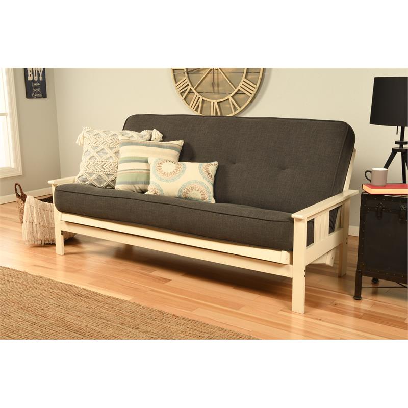Full Linen Fabric Futon Mattress in Charcoal Gray-Frame Not Included