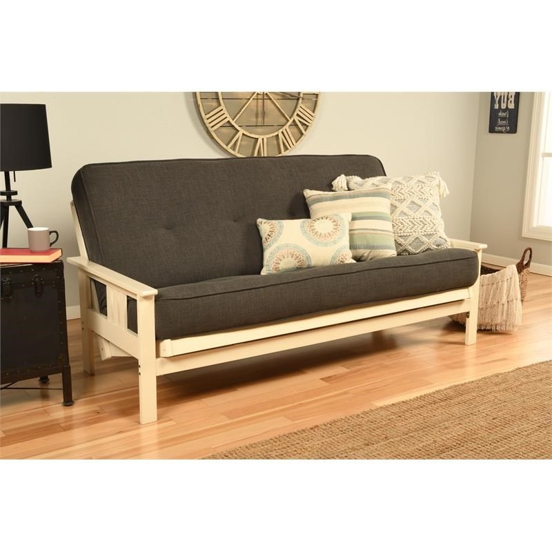 Full Linen Fabric Futon Mattress in Charcoal Gray-Frame Not Included
