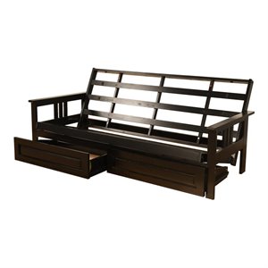 kodiak furniture monterey full solid wood frame with storage drawers in black