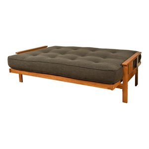kodiak furniture monterey futon with linen fabric mattress in butternut/gray