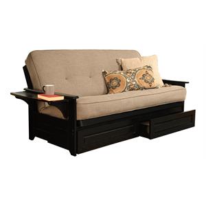 kodiak furniture phoenix futon with linen fabric mattress in stone gray/black