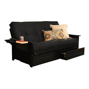 kodiak furniture phoenix storage futon with suede fabric mattress in black