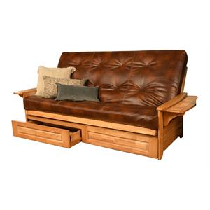 kodiak furniture phoenix butternut queen-size storage futon with brown mattress