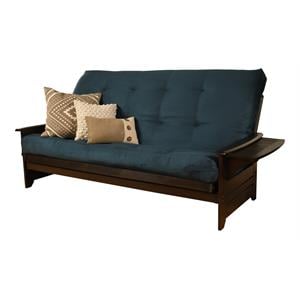 kodiak furniture phoenix queen futon with suede fabric mattress in blue/espresso