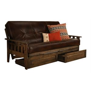 kodiak furniture tucson rustic walnut storage futon with java brown mattress
