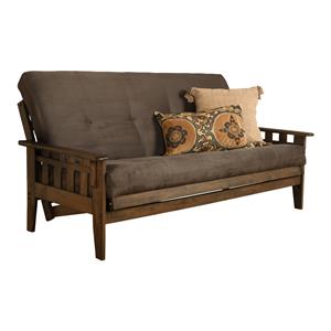 kodiak furniture tucson frame with suede fabric mattress in gray/walnut