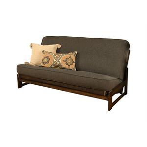 kodiak furniture full-size futon cover in linen charcoal fabric