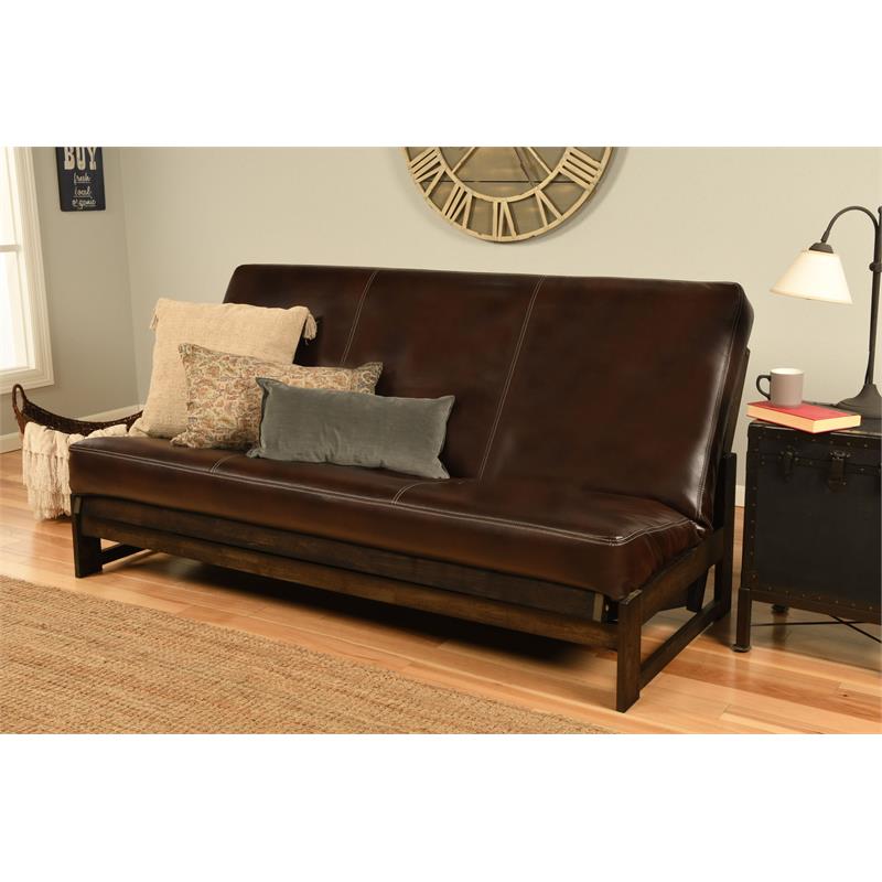 Kodiak Furniture Fullsize Futon Cover in Java Brown Faux Leather