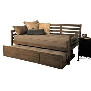 kodiak furniture boho daybed and trundle in rustic walnut with brown mattresses