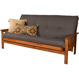 kodiak furniture monterey barbados wood futon with twill gray mattress