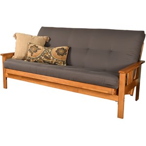 kodiak furniture monterey butternut wood futon with twill gray mattress