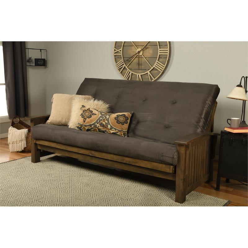 Kodiak Furniture Washington Queen-size Wood Futon with Suede Gray Mattress
