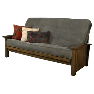 kodiak furniture washington queen-size wood futon with thunder gray mattress