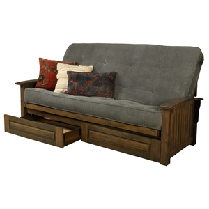 kodiak furniture washington queen-size wood storage futon-thunder gray mattress