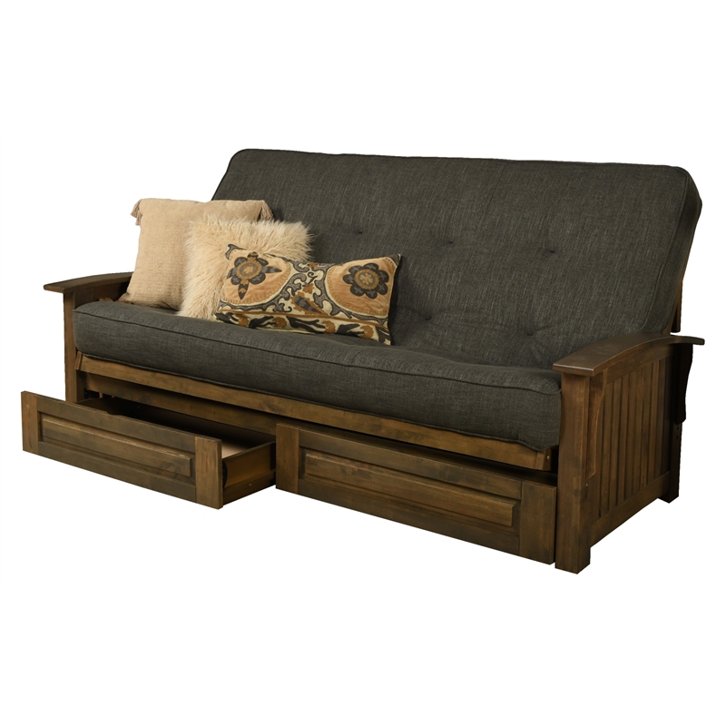 Kodiak Furniture Washington Queen-size Wood Storage Futon-Charcoal Gray Mattress