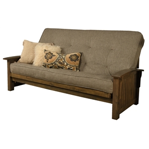 kodiak furniture washington queen-size wood futon with linen stone mattress