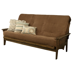 kodiak furniture tucson queen-size wood futon-marmont mocha brown mattress