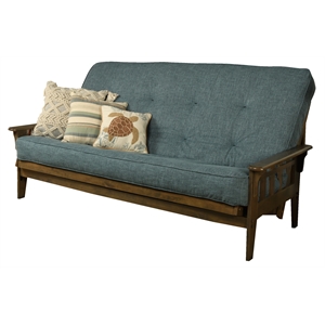 kodiak furniture tucson queen-size wood futon-linen aqua blue mattress