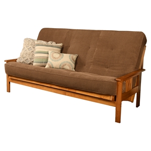 kodiak furniture monterey queen-size butternut wood futon-mocha brown mattress