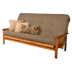 kodiak furniture monterey queen-size butternut wood futon-linen stone mattress
