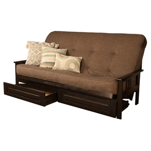 kodiak furniture foam queen-size futon mattress w/linen cocoa fabric cover