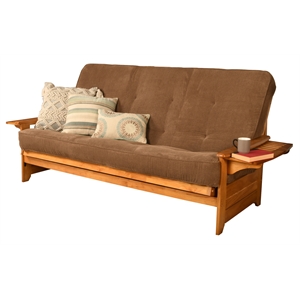 kodiak furniture phoenix queen-size butternut wood futon-mocha brown mattress