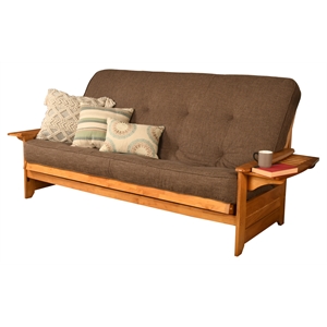 kodiak furniture phoenix queen-size butternut wood futon-linen cocoa mattress