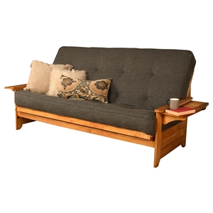 kodiak furniture phoenix queen-size butternut wood futon-linen charcoal mattress