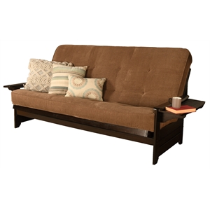 kodiak furniture phoenix queen-size espresso wood futon-mocha brown mattress